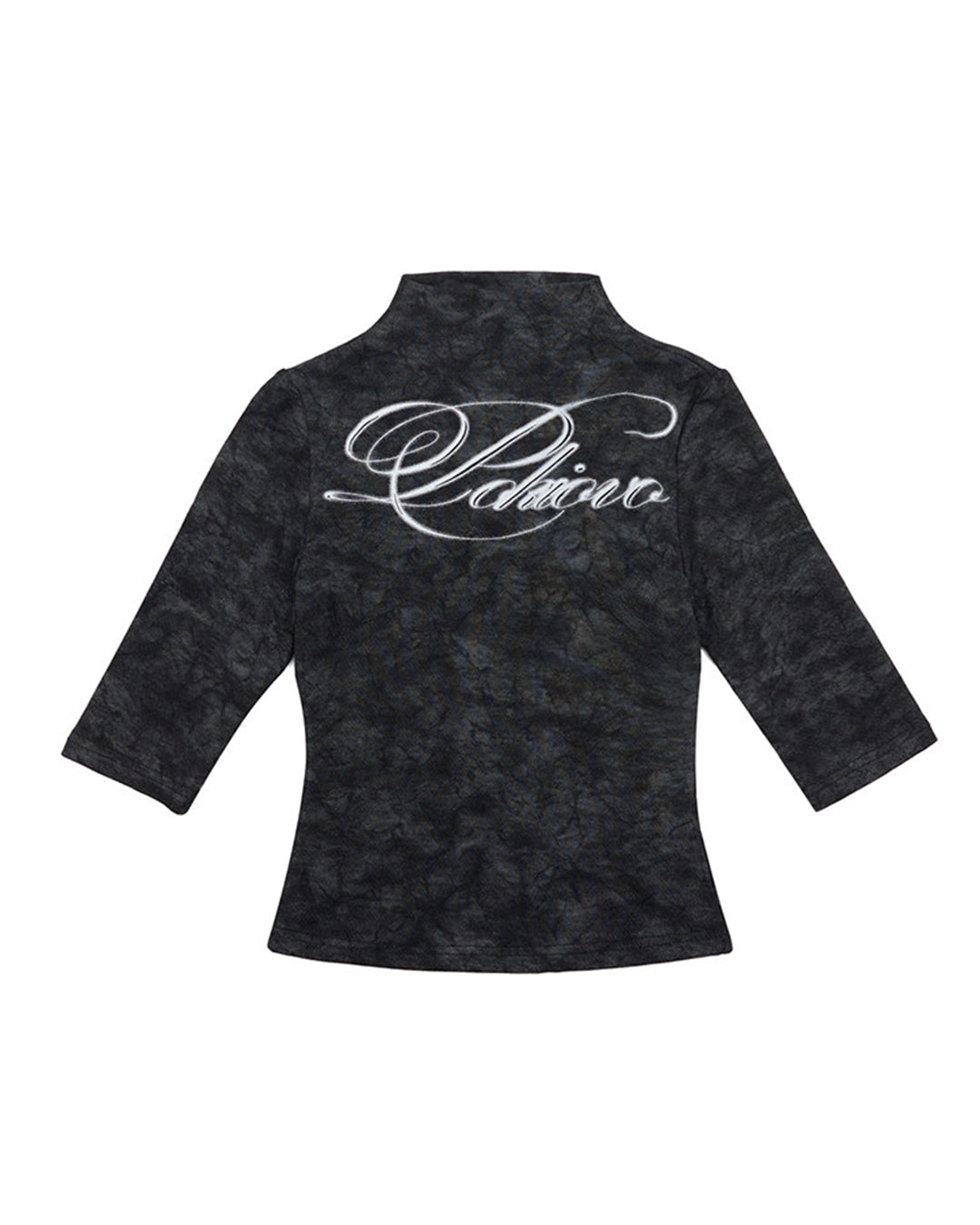 DISTRESSED MARBLE TEXTURE 3/4 SLEEVE T-SHIRTS - BLACK