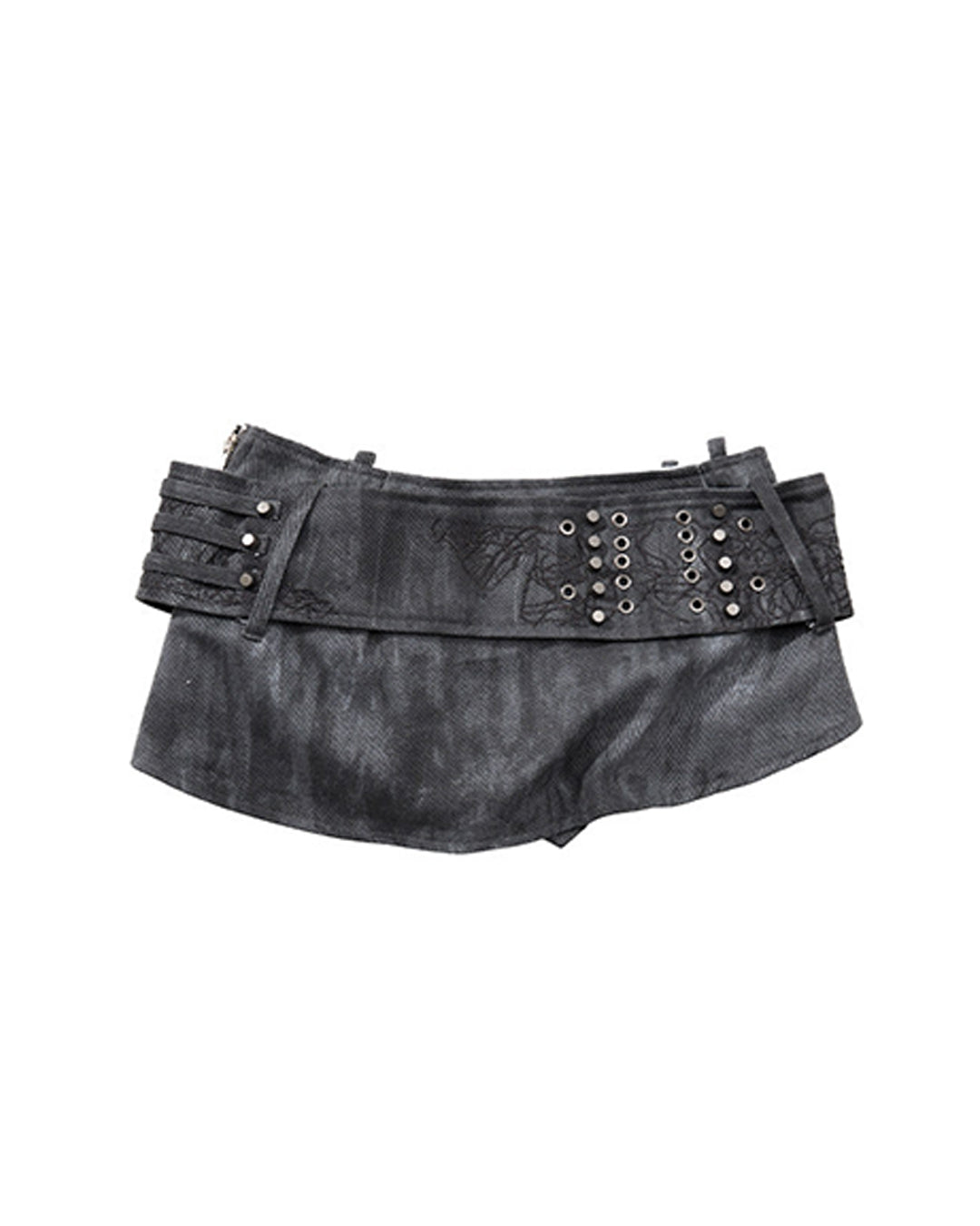 VINTAGE BUTTON-FRONT EMBROIDERED MINI SKIRTS - GREY