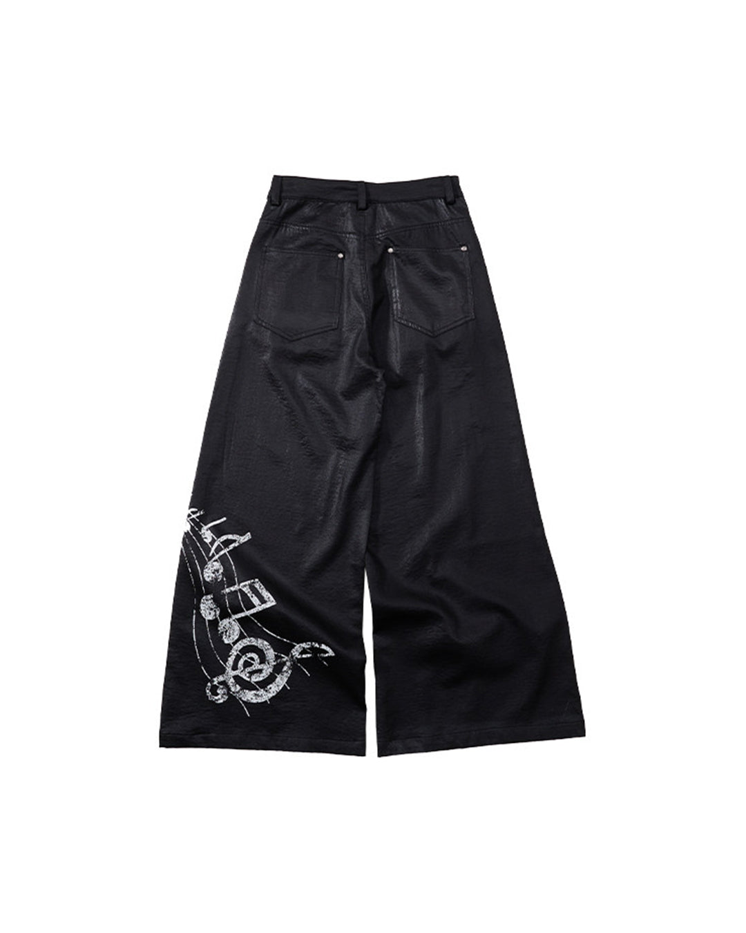 VINTAGE PALACE STYLE SATIN WIDE-LEG PANTS - BLACK