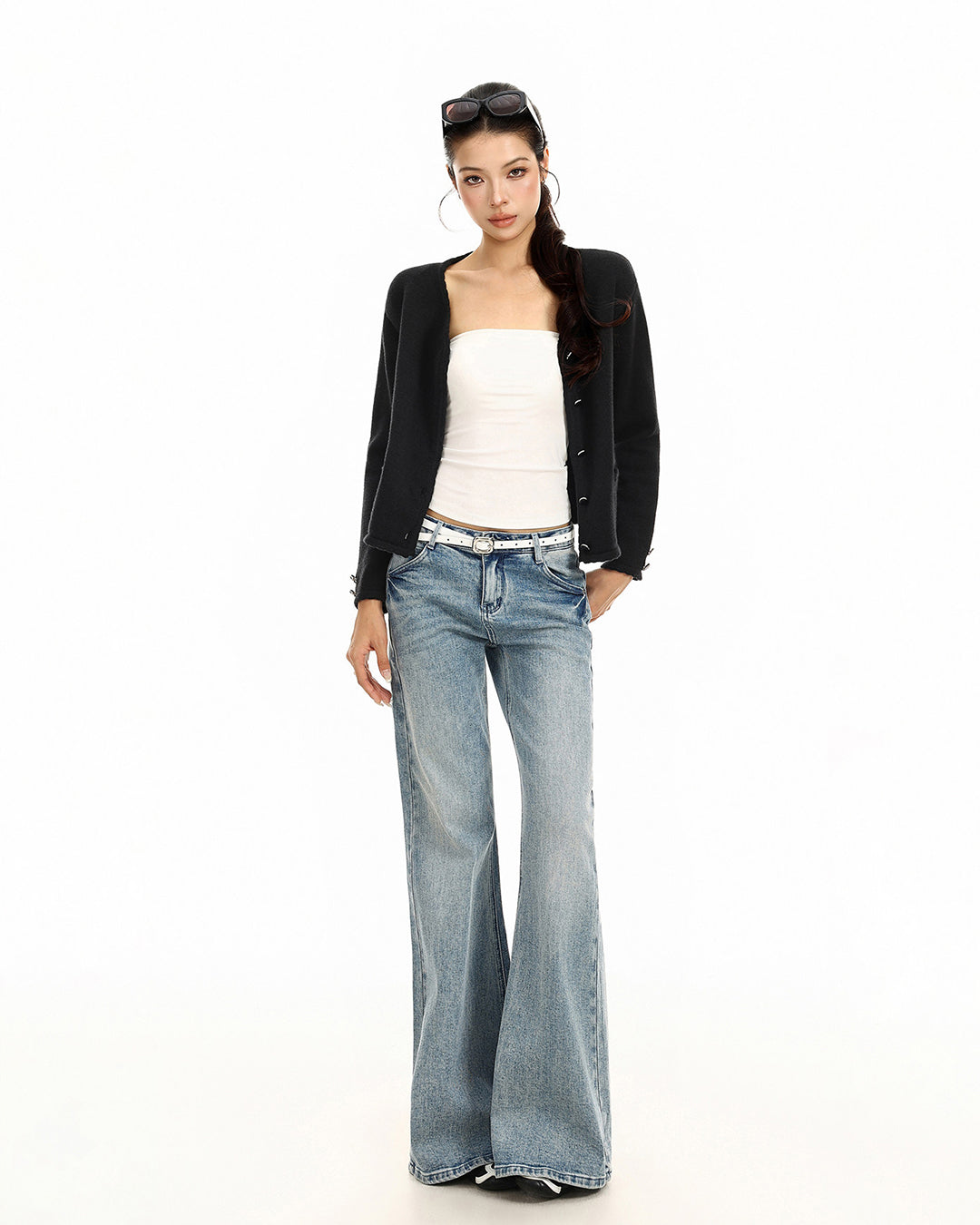 CROPPED SOFT KNIT CARDIGAN SWEATER JACKETS - BLACK