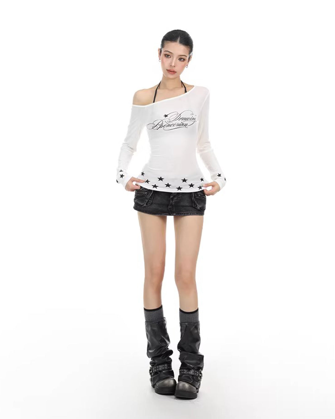 SEMI-SHEER LETTER STAR GRAPHIC TOPS