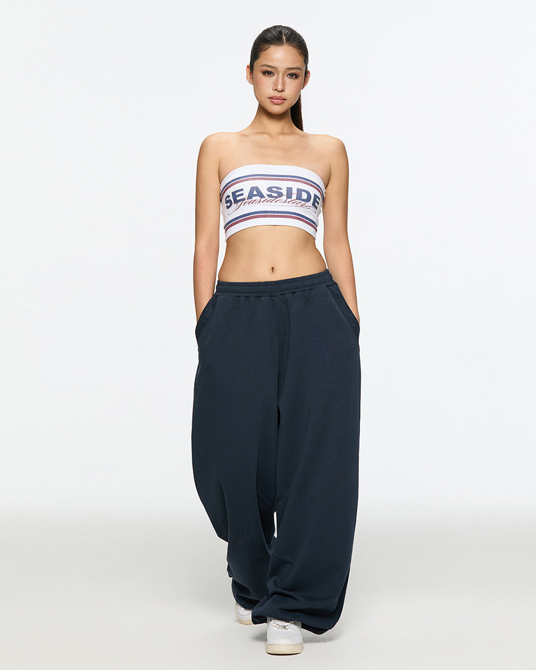 WING RHINESTONE SWEATPANTS - NAVY BLUE