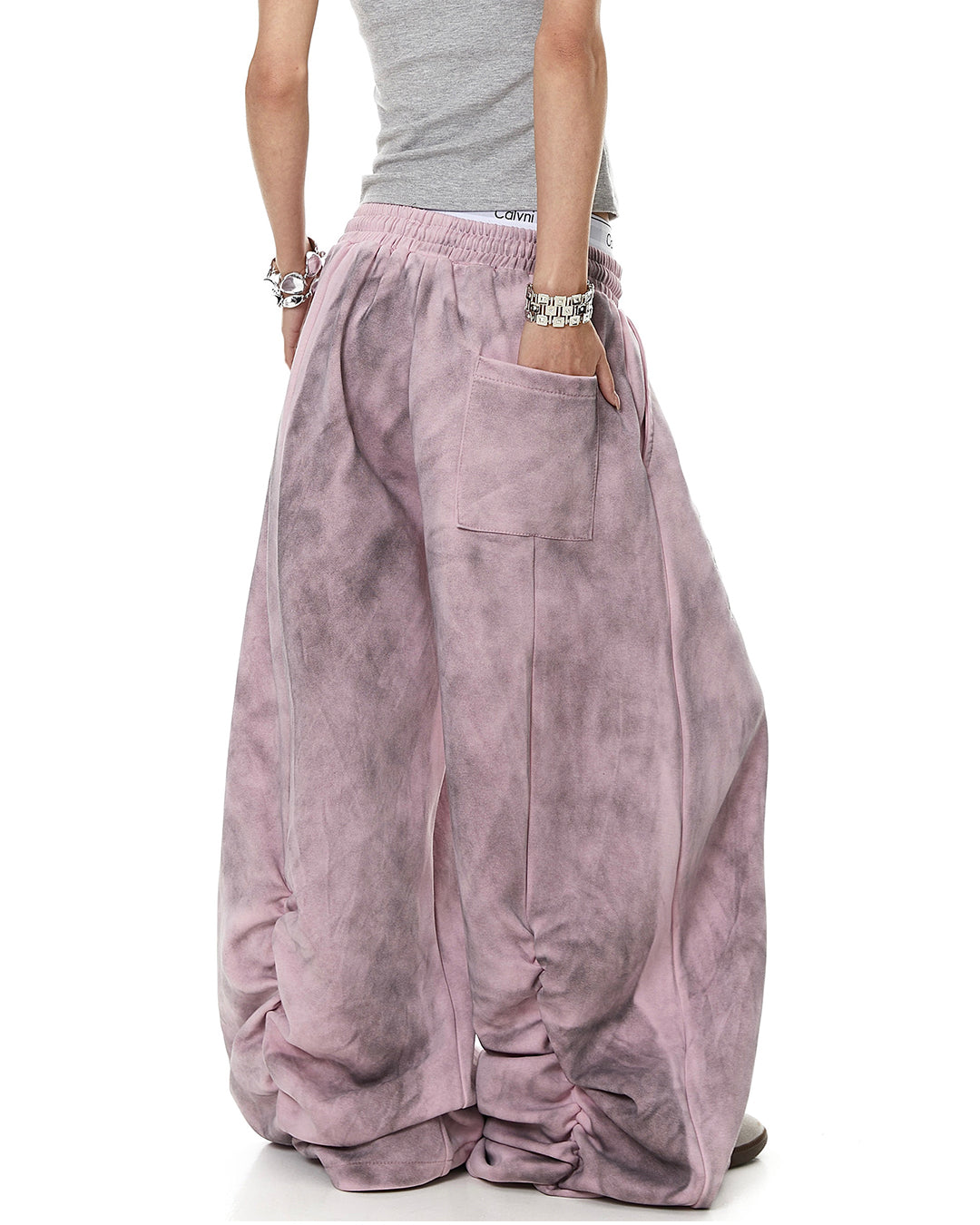 VINTAGE DIRTY WASH SCIMITAR SWEATPANTS - PINK