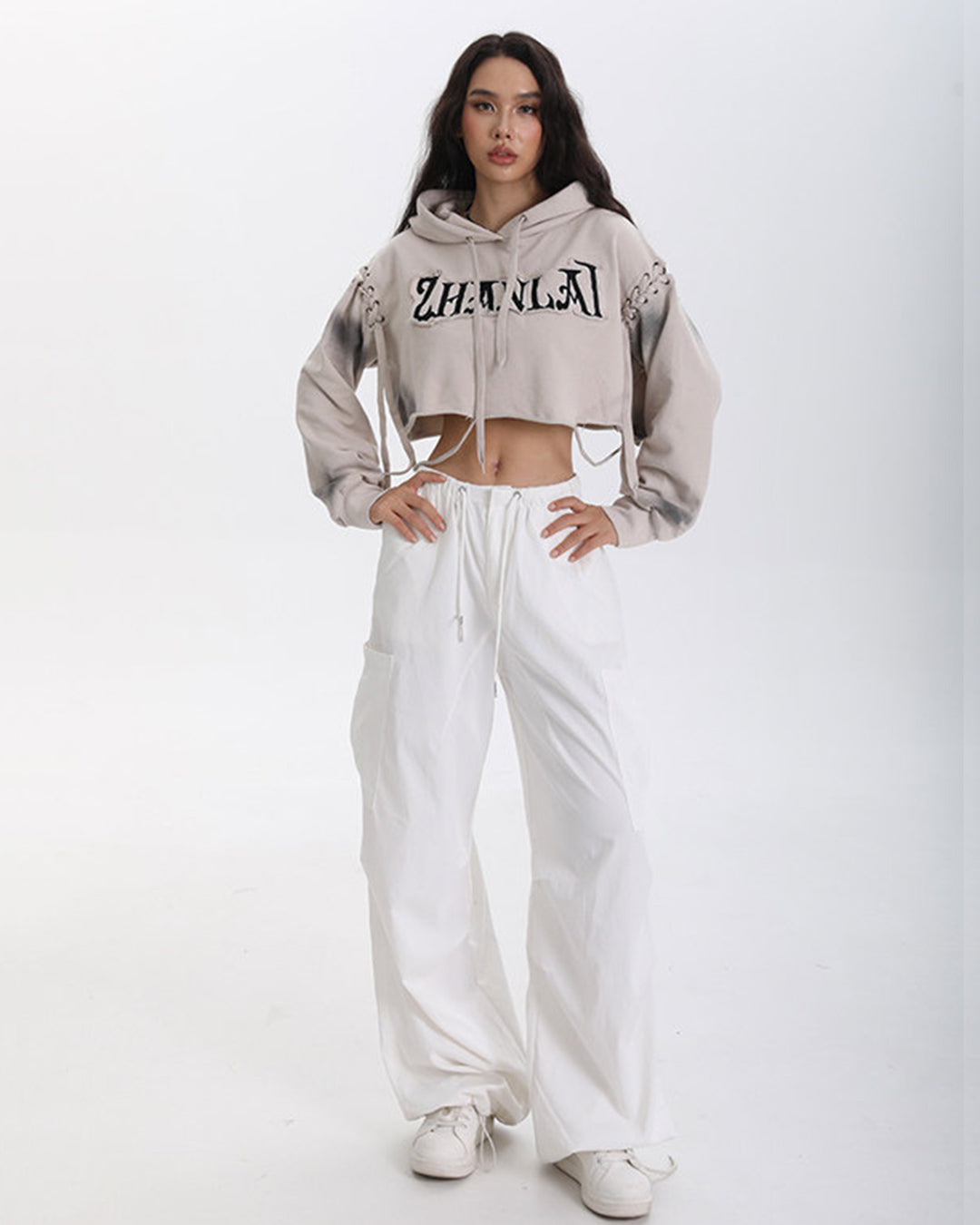 WASTELAND CAT EAR CROPPED HOODIES - APRICOT
