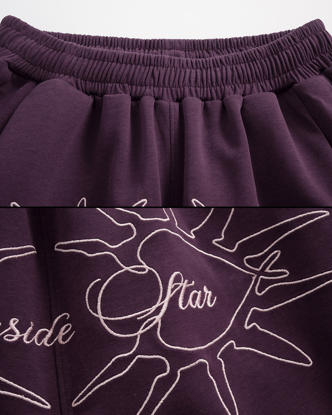 VINTAGE EMBROIDERED GRADIENT RHINESTONE SWEATS - PURPLE