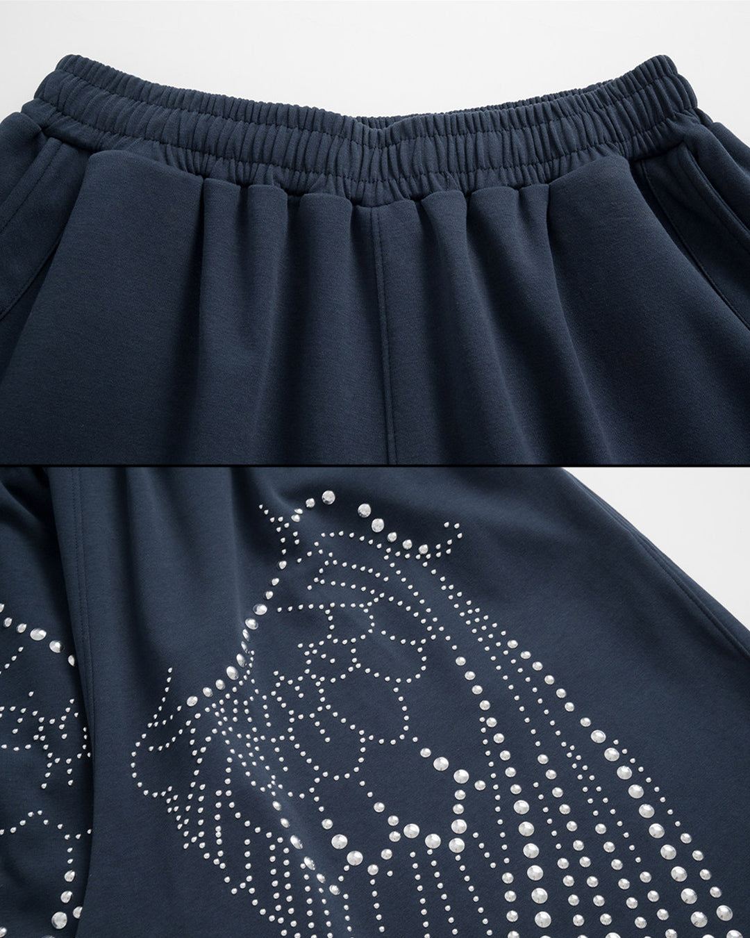 WING RHINESTONE SWEATPANTS - NAVY BLUE