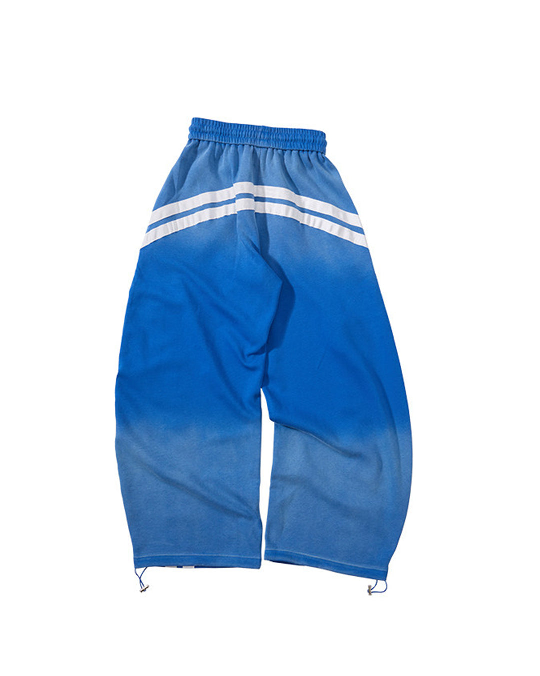 GRADIENT WASH STRIPED LETTER PRINT SWEATS - BLUE