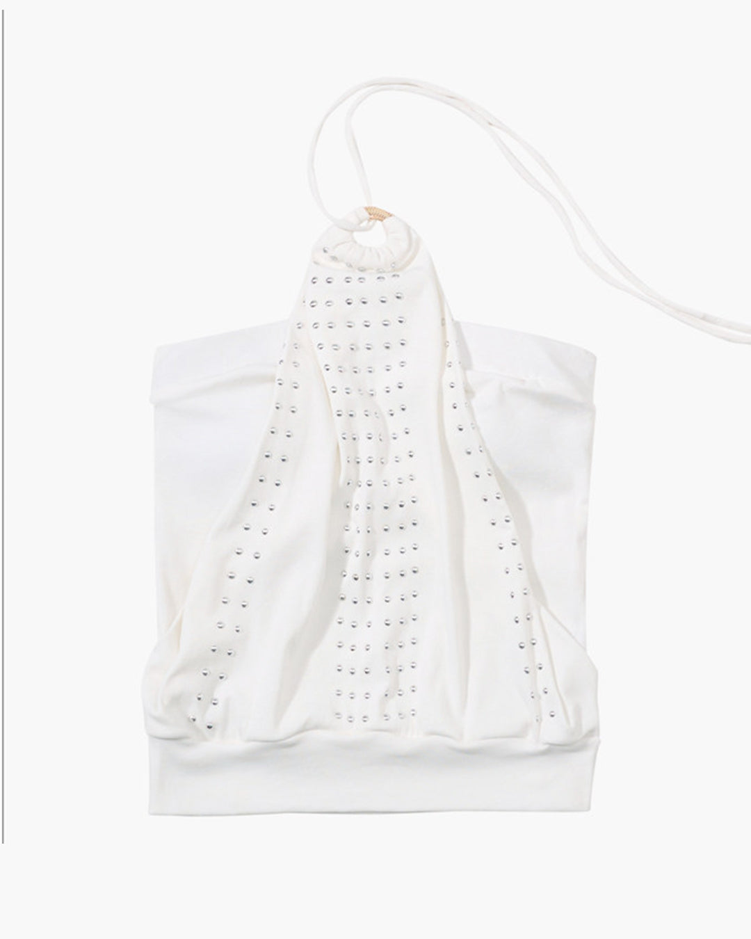VINTAGE RIVET DETAIL FAUX TWO-PIECE CAMI TOPS - WHITE