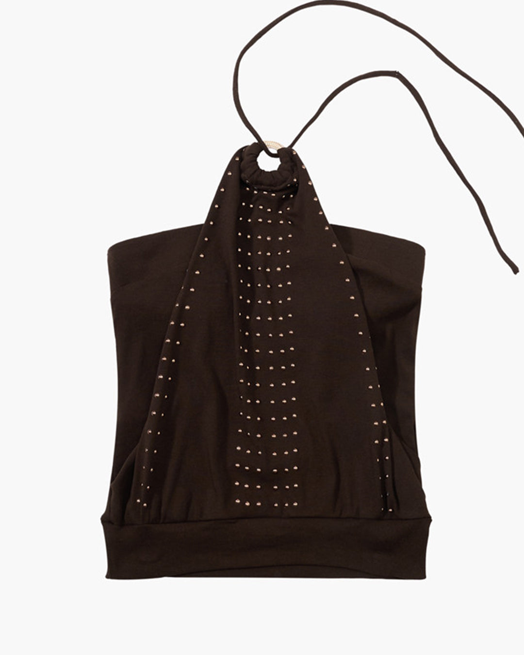 VINTAGE RIVET DETAIL FAUX TWO-PIECE CAMI TOPS - BROWN