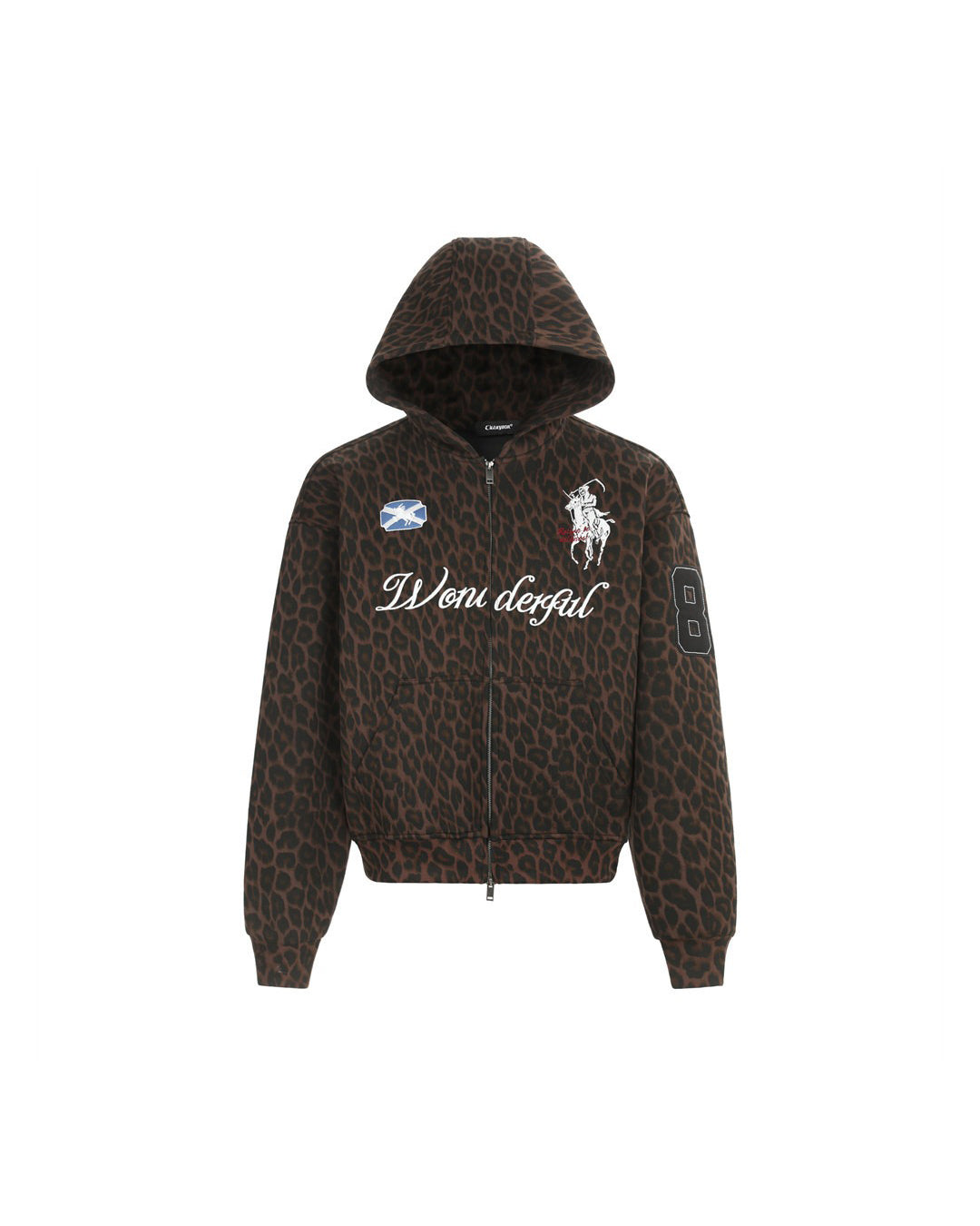 WAR HORSE EMBROIDERED LEOPARD HOODIES - LEOPARD