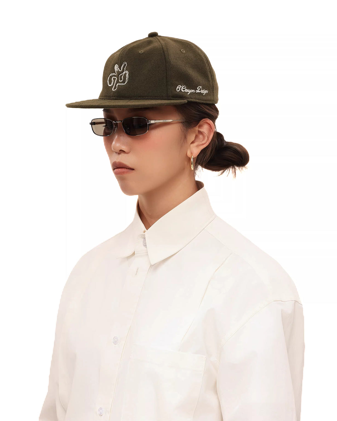 VINTAGE EMBROIDERED WOOL BASEBALL CAPS - OLIVE