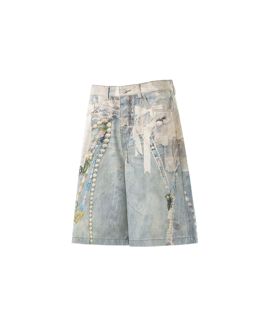 VINTAGE CHAIN PRINT JORTS - BLUE