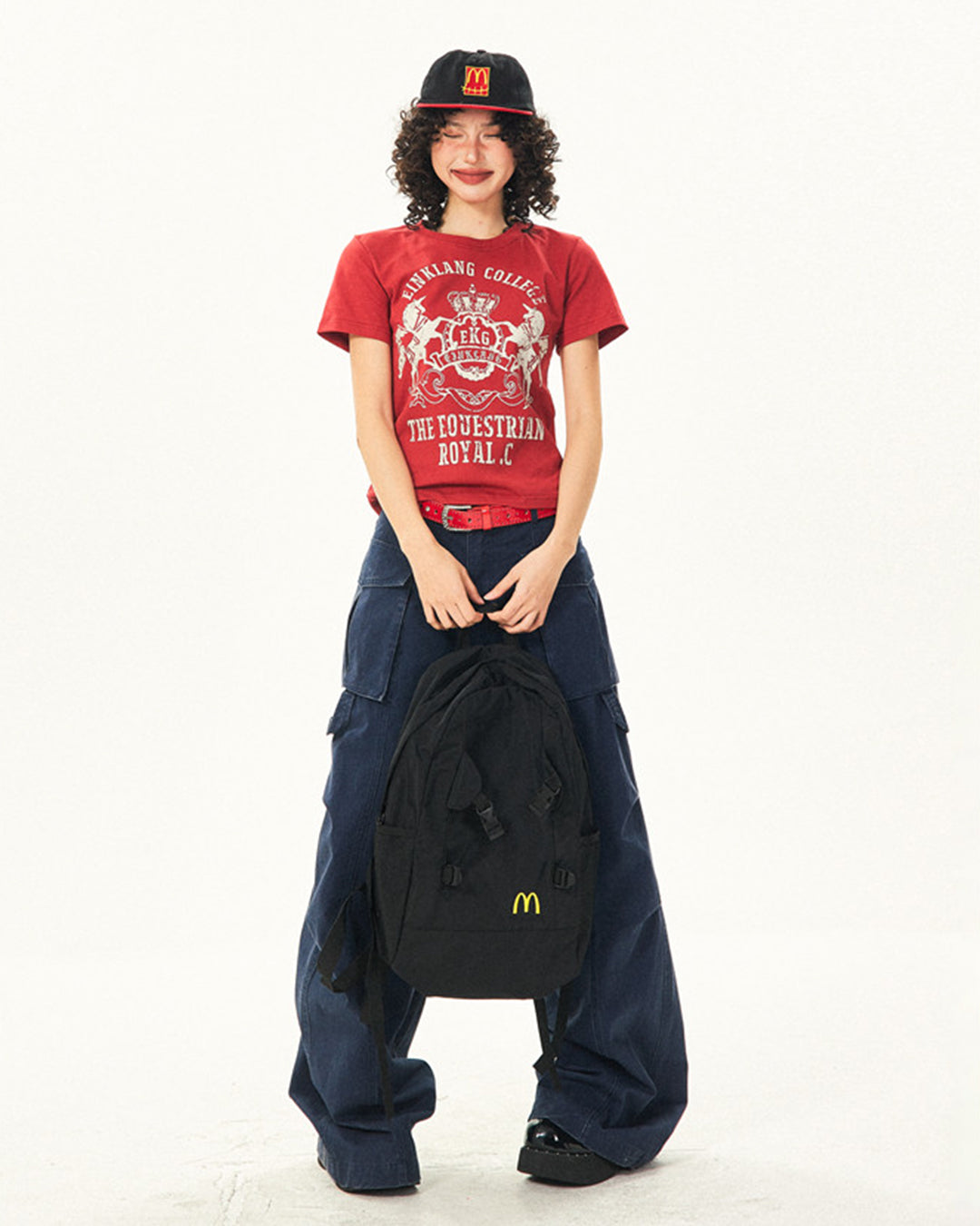 FITTED VINTAGE LETTER PRINT T-SHIRTS - CRIMSON