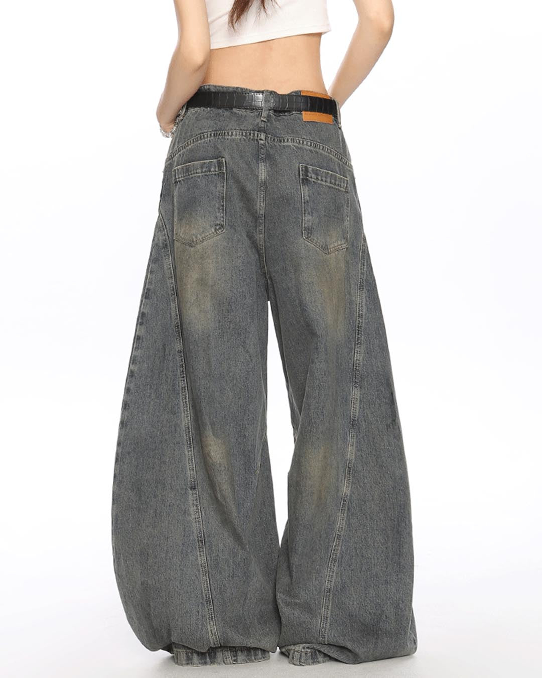 DIRTY-DYE SABER LEG DENIM JEANS
