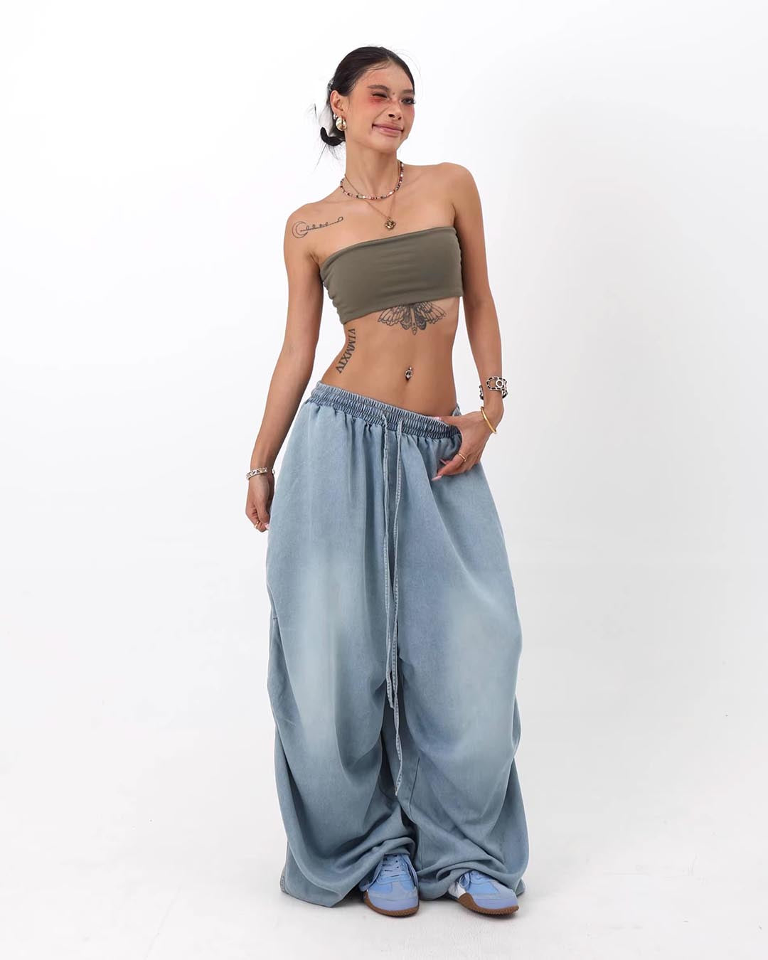 WATER-FLOW TENCEL RELAXED PANTS - LIGHT BLUE