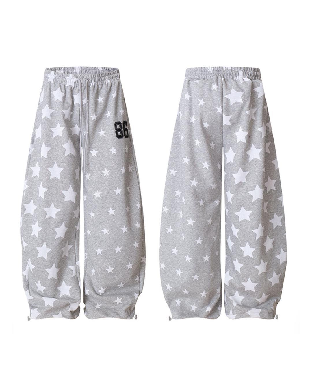 STAR PRINT WIDE-LEG JOGGER PANTS