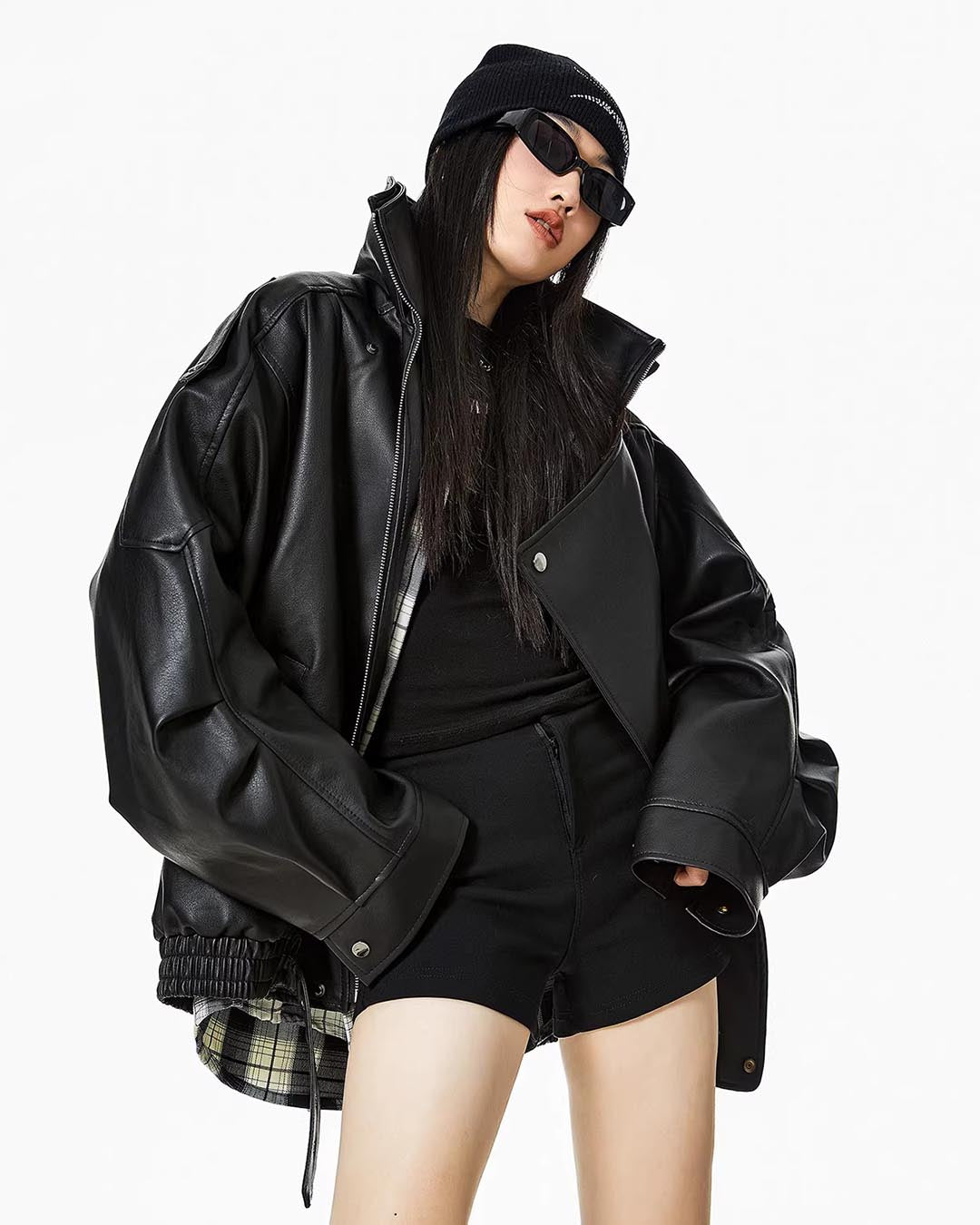 VINTAGE MOTO LEATHER JACKET - BLACK