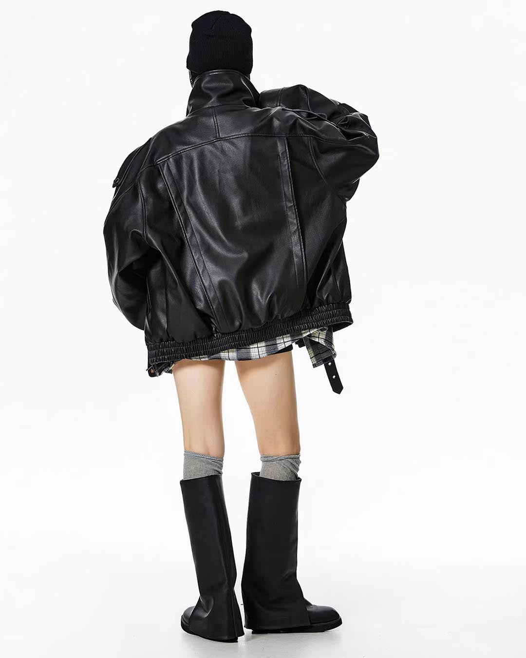 VINTAGE MOTO LEATHER JACKET - BLACK