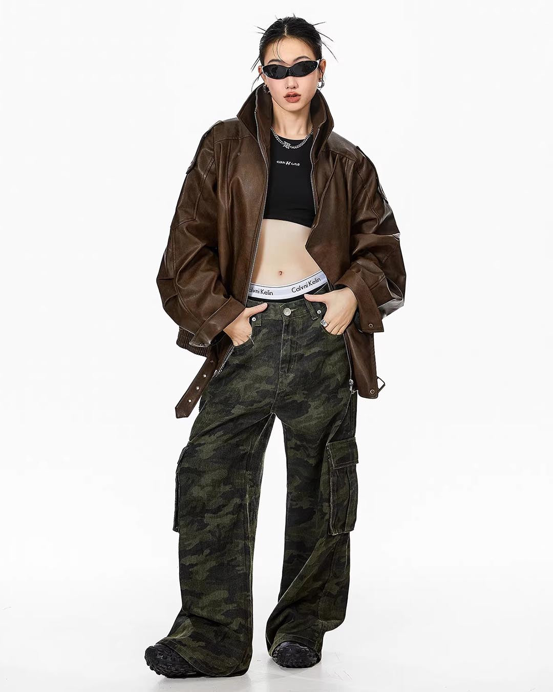 VINTAGE MOTO LEATHER JACKET - COFFEE