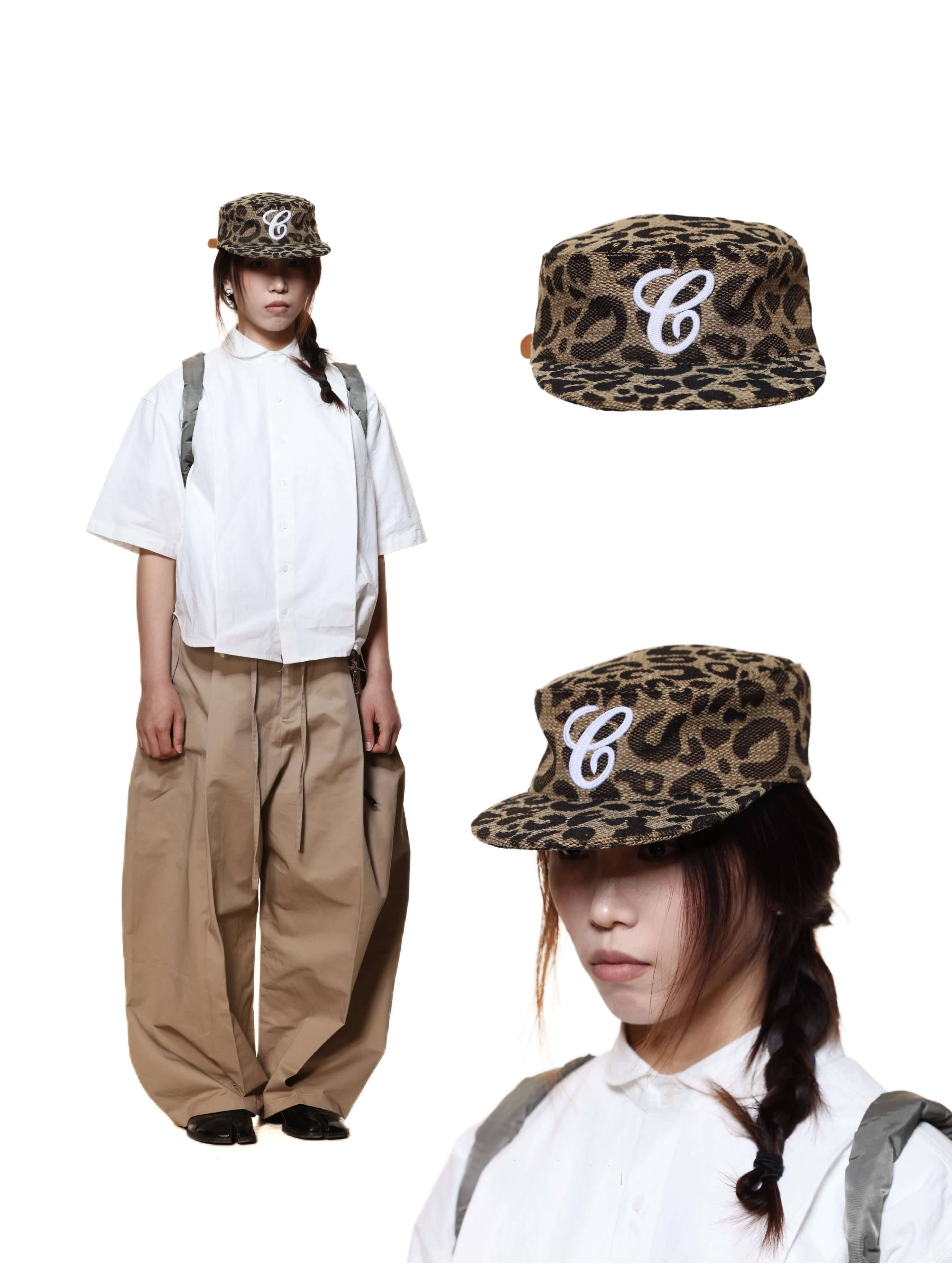WEAVE LEOPARD PRINT BRIMMED BASEBALL CAPS