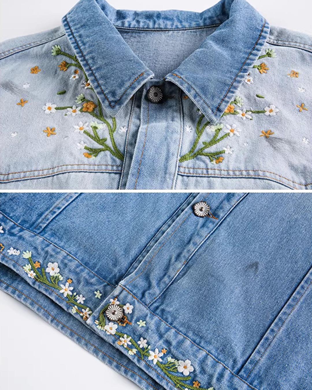 DAISY EMBROIDERED DENIM JACKETS